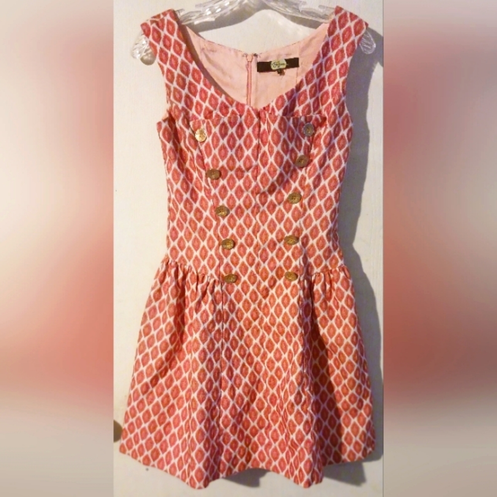 Eva Franco Coral Orange & White w Gold Buttons. SIZE 0.‎